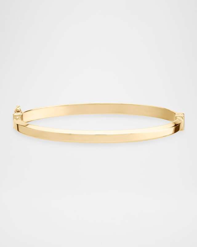 Edged Hollow Hinge Bangle in 14K Yellow Gold
